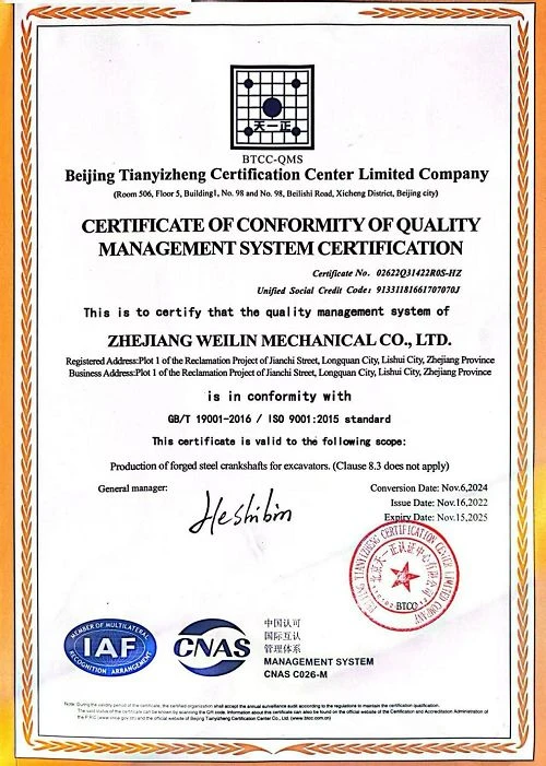 S6D155 crankshaft ISO certification